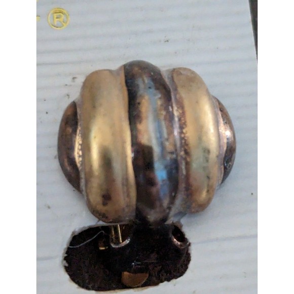 Vintage Expressions Brown Gold Tone Shell Shaped Earrings Clip On Party Business - Picture 2 of 5